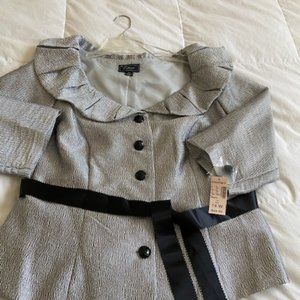 Silver Evening Blouse with Black Ribbon Belt